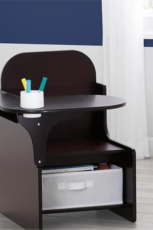 Chair Desk With Storage Bin, Dark Chocolate